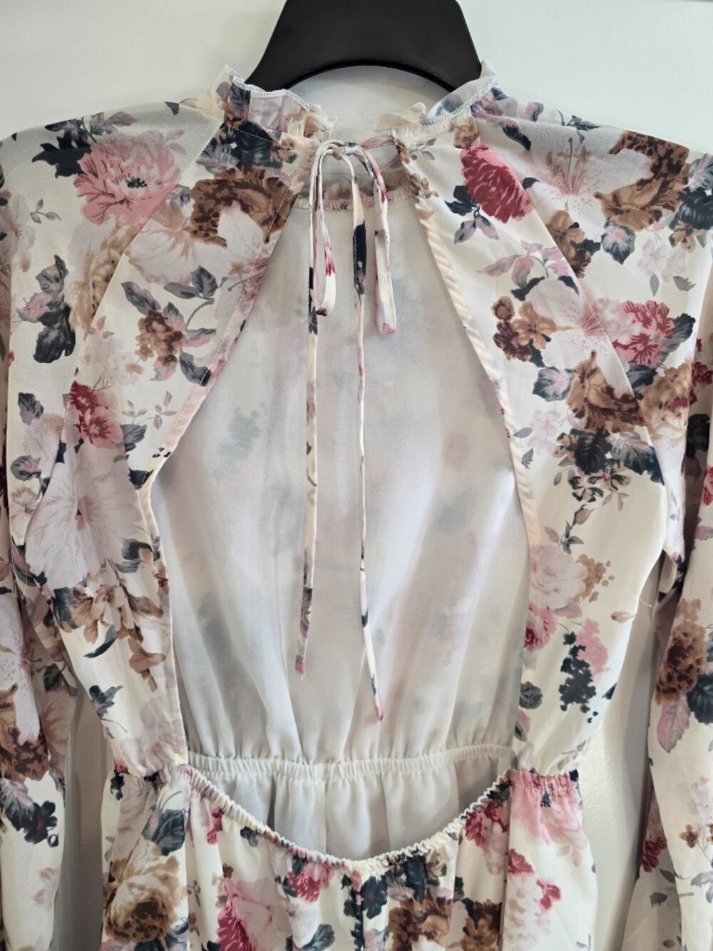 Shein Floral Open Back Romper With Long Bell Sleeves - Picture 7 of 10